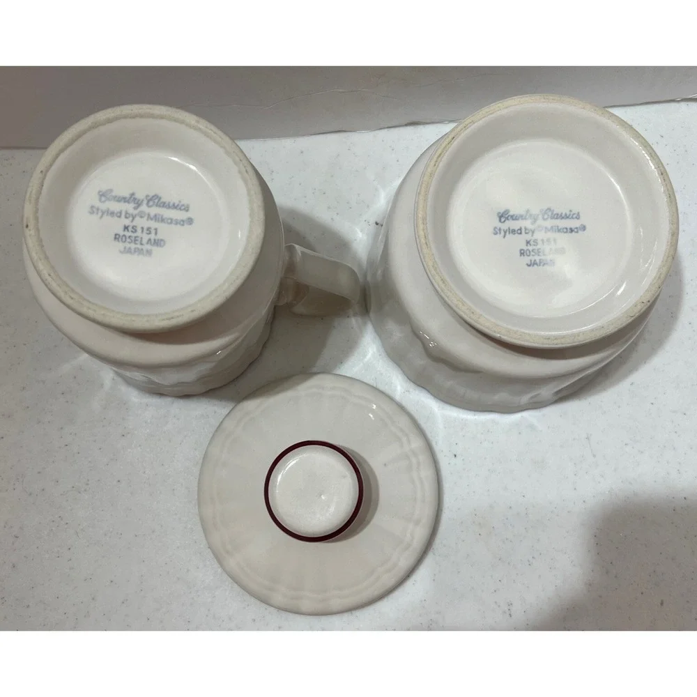 VINTAGE MIKASA COUNTRY CLASSICS Roseland Japan KS151‎ CREAMER & SUGAR Set